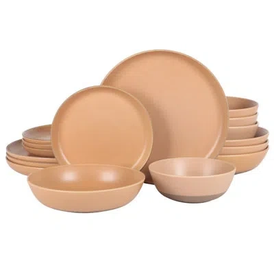 Gibson Elite Laguna Bliss 16 Piece Stoneware Reactive Glaze (service For 4) Ceramic Plates And Bowls Dinnerware S In Orange