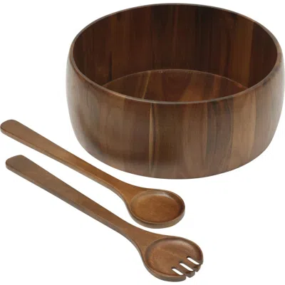 Gibson Elite Laurelton Large Acacia Wood Salad Serving Bowl Set In Brown