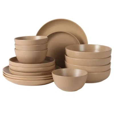Gibson Elite Leeds Court 16-piece Speckle Reactive Glaze Stoneware Dinnerware Set In Brown
