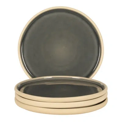 Gibson Elite - Made In Portugal - Port Gaia 10.2 Inch Dinner Plates Set Of 4 - Reactive Glaze Dish Set In Navy