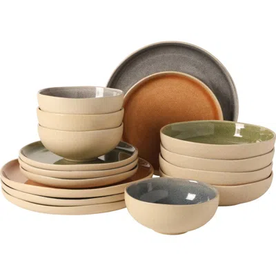 Gibson Elite Manila Bay 16-piece Reactive Glaze Stoneware Dinnerware Set In Brown