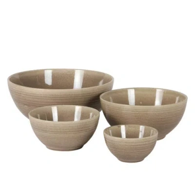 Gibson Elite Maple Grove 4 Piece Stoneware Nesting Bowl Set In Brown