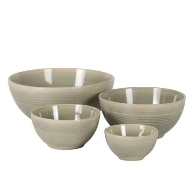 Gibson Elite Maple Grove 4 Piece Stoneware Nesting Bowl Set In Gray