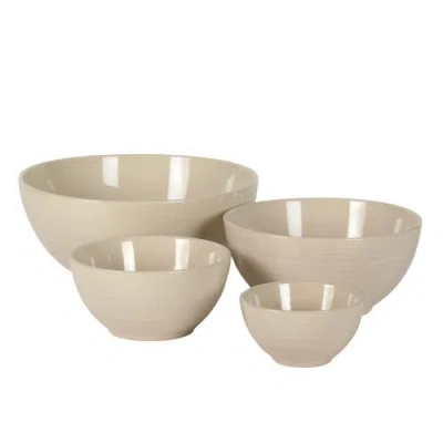 Gibson Elite Maple Grove 4 Piece Stoneware Nesting Bowl Set In White