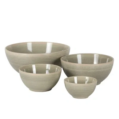 Gibson Elite Maple Grove 4-piece Stoneware Nesting Bowl Set, Reactive Glaze Mixing And Serving Bowls, Dishwasher  In Linen White
