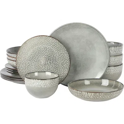Gibson Elite Matisse 16 Piece Stoneware Dinnerware Set  With Reactive Glaze In Green