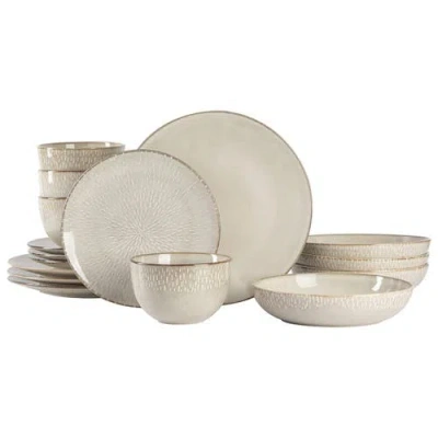 Gibson Elite Matisse 16 Piece Stoneware Dinnerware Set  With Reactive Glaze In White