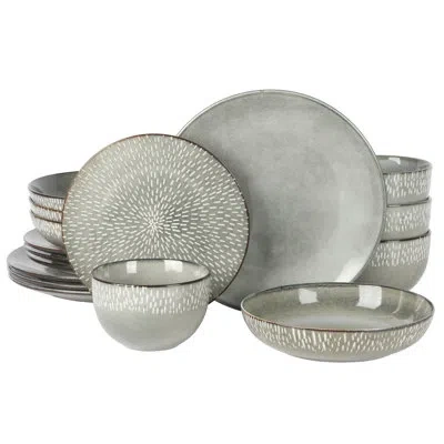 Gibson Elite Matisse 16-piece Double Bowl Dinnerware Set, Service For 4 (16pcs) In Green