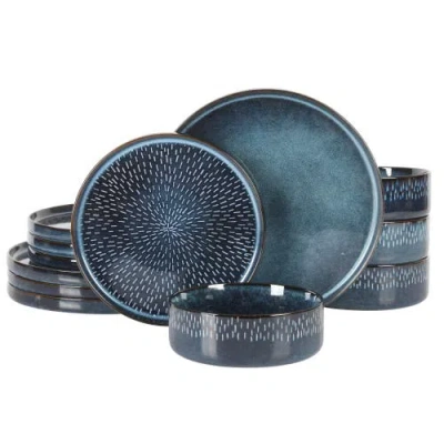 Gibson Elite Matisse Moderna Stoneware Reactive Glaze Dinnerware Set In Blue