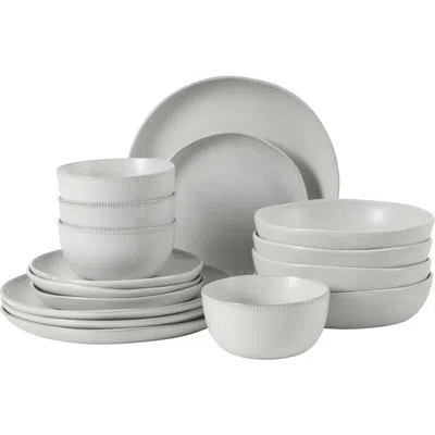 Gibson Elite Menlo Park 16-piece Stoneware Embossed Plates And Bowls Dinnerware Se In White