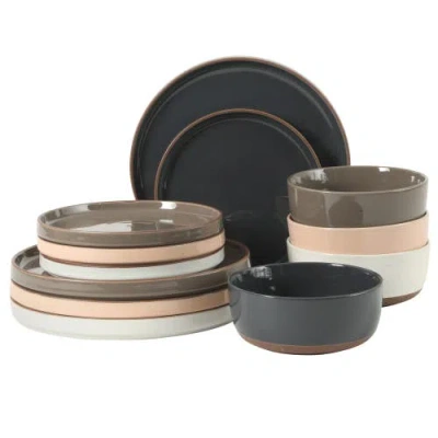 Gibson Elite Northrock  12-piece Stoneware Plates And Bowls Dinnerware Set, Service For 4 In Multi