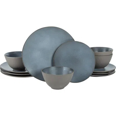Gibson Elite Oasis Crest 12 Piece Stoneware Dinnerware Set For 4 In Blue