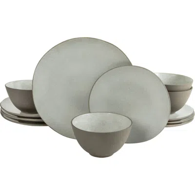 Gibson Elite Oasis Crest 12 Piece Stoneware Dinnerware Set For 4 In Gray