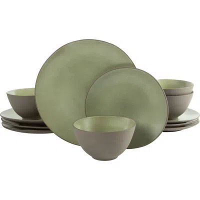 Gibson Elite Oasis Crest 12 Piece Stoneware Dinnerware Set For 4 In Green