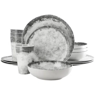 Gibson Elite Organic Decal 16 Piece Melamine Dinnerware Set In Gray