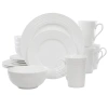 Gibson Elite Pascale 16 Piece Embossed Bone China Dinnerware Set In White