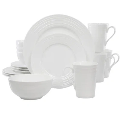 Gibson Elite Pascale 16 Piece Embossed Bone China Dinnerware Set In White