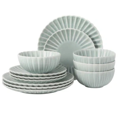 Gibson Elite Peach Orchard 12 Piece New Bone China Dinnerware Set In Green