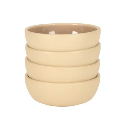 Gibson Elite Port Gaia 4-piece Reactive Glaze Stoneware Cereal Bowl Set In Sand