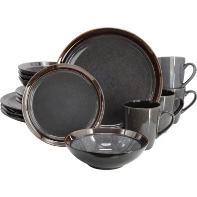 Gibson Elite Priya 16 Piece Stoneware Reactive Glaze Dinnerware Set In Gray