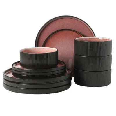 Gibson Elite Redrock Canyon 12-piece New Bone China Plates And Bowls Dinnerware Set In Black