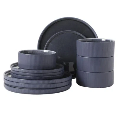 Gibson Elite Redrock Canyon 12-piece New Bone China Plates And Bowls Dinnerware Set In Blue