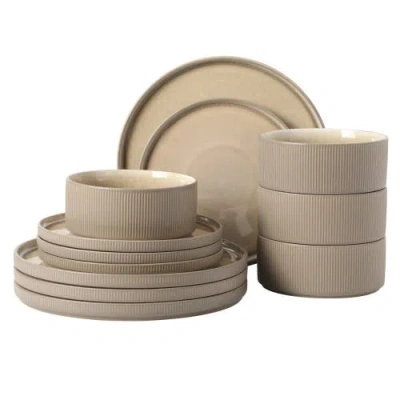 Gibson Elite Redrock Canyon 12-piece New Bone China Plates And Bowls Dinnerware Set In Brown