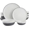 Gibson Elite Rhinebeck 16 Piece Round Stoneware Dinnerware Set In White