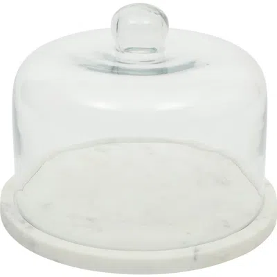 Gibson Elite Ridgehaven 2-piece Cake Stand With Glass Lid In White