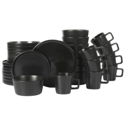 Gibson Elite Soho Lounge Bowery Matte Stoneware Dinnerware Set In Black