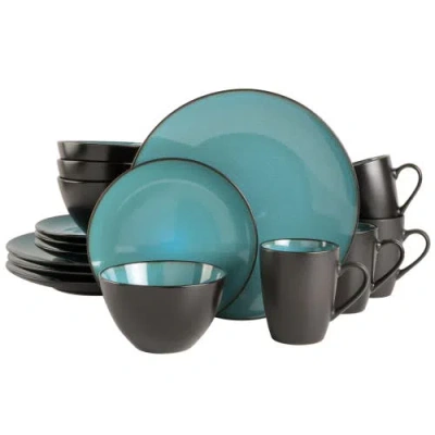 Gibson Elite Soho Lounge Round 16-piece Stoneware Dinnerware Set, Service For 4 In Blue