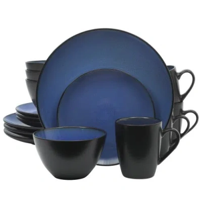 Gibson Elite Soho Lounge Round 16-piece Stoneware Dinnerware Set, Service For 4 In Blue