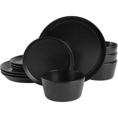 Gibson Elite Soho Lounge Sofia Coupe Stoneware Dinnerware Set In Black