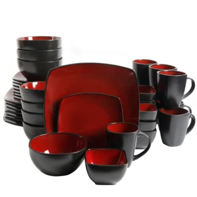 Gibson Elite Soho Lounge Square 40-piece Stoneware Dinnerware Set In Black