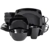 Gibson Elite Soho Lounge Square Stoneware Dinnerware Set In Black