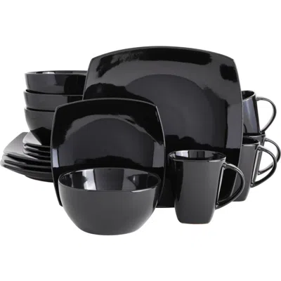 Gibson Elite Soho Lounge Square Stoneware Dinnerware Set In Black