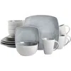 Gibson Elite Soho Lounge Square Stoneware Dinnerware Set In Gray