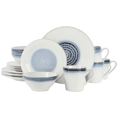 Gibson Elite Spiral Embossed 16 Piece Stoneware Dinnerware Set In Blue