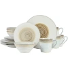 Gibson Elite Spiral Embossed 16 Piece Stoneware Dinnerware Set In Neutral