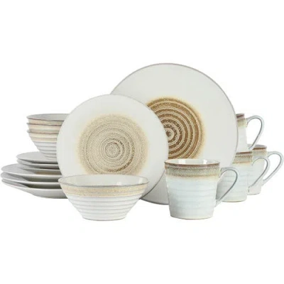 Gibson Elite Spiral Embossed 16 Piece Stoneware Dinnerware Set In Neutral