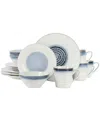 Gibson Elite Spiral Reactive Embossed 16 Piece Dinnerware Set, Service For 4 In Blue