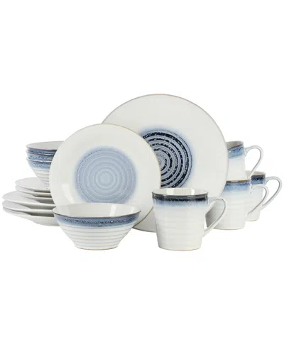 Gibson Elite Spiral Reactive Embossed 16 Piece Dinnerware Set, Service For 4 In Blue