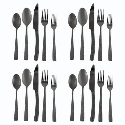 Gibson Elite Stonehenge 20 Piece Flatware Set In Black