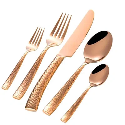 Gibson Elite Stonehenge 20 Piece Flatware Set, Service For 4 In Rose Gold