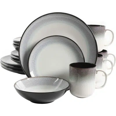 Gibson Elite Stoneware Dinnerware Set - Service For 4 In White;teal