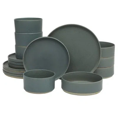 Gibson Elite Tatum Premium Porcelain Matte Reactive Glaze 16 Piece (service For 4) Plates And Bolws Stackable Dis In Blue