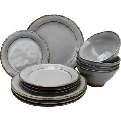 Gibson Elite Terranea 12 Piece Dinnerware Set In Gray