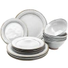 Gibson Elite Terranea 12 Piece Stoneware Dinnerware Set , Service For 4 In White