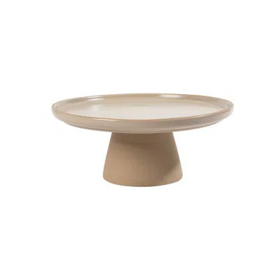 Gibson Elite Turtle Rock 10.2-inch Stoneware Pedestal Cake Stand In Taupe