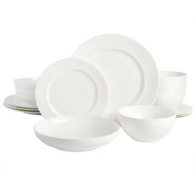 Gibson Elite Valeria 16 Piece Bona China Plates And Bowls Dinnerware Set In White